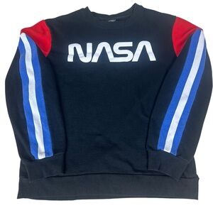 VTG‎ Y2K NASA Logo Graphic Sweatshirt Mens M Colorblock Racing Stripe  Crew Neck